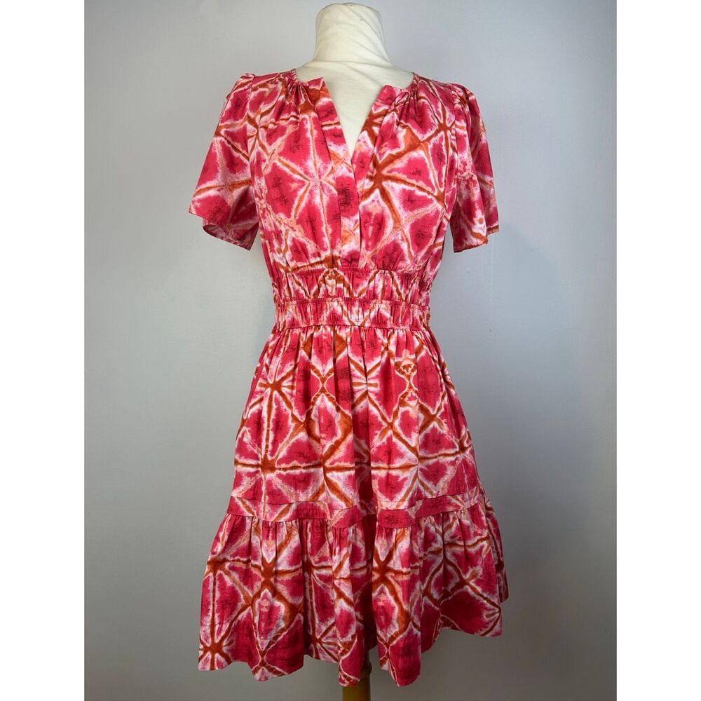 Anthropologie Pink & Orange Tie-Dye Short Sleeve Mini Dress